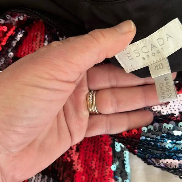 Escada Sport Deighty Checkered Sequin Dress Size 40 EU / Large USA - Picture 7 of 16